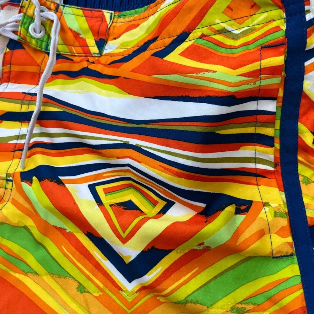 Nike Mens XL Board Shorts Swim Trunks Geometric Abstract Orange Green Blue Multi